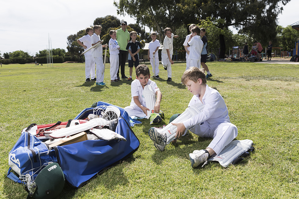 Children preparing to play cricket